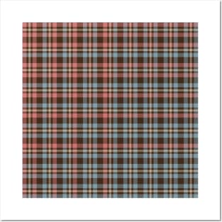 Tartan - Pink, Blue and Dust on a brown background Posters and Art